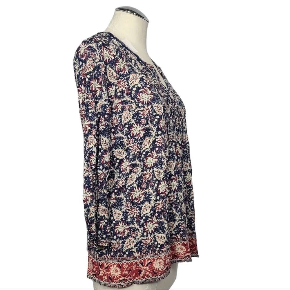 Lucky Brand Floral Print V Neck Top L - Picture 3 of 6